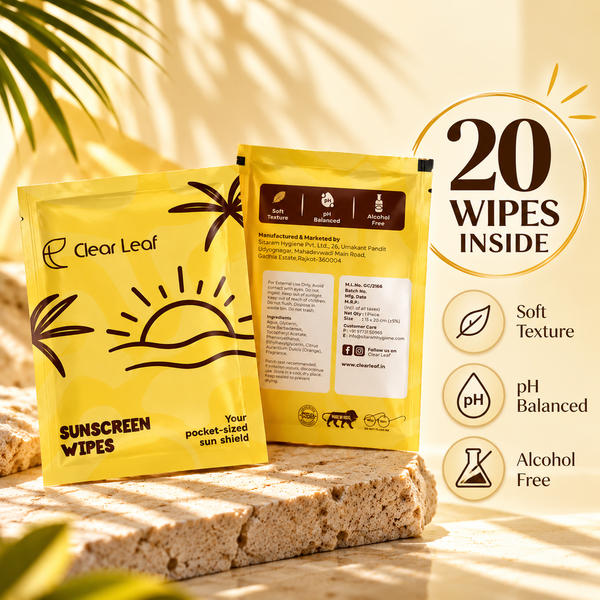 PureSwipe Sunscreen Wipes — Pack of 20 Wipes