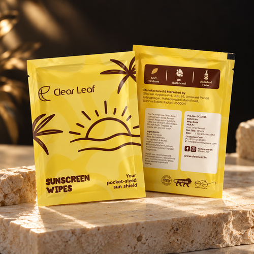 Premium styled PureSwipe sunscreen wipes product photograph